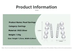 Detail specifications of s925 silver pearl earrings with zircon inlay and 1.23cm size
