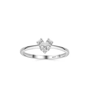 S925 Sterling Silver Heart Ring For Women Minimalist Zirconia Pave Finger Ring Elegant Jewelry Gift Valentine Anniversary