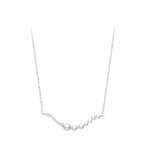 Elegant S925 sterling silver necklace with gradient pearls and sparkling zircon stones