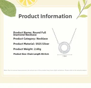 Detail view of S925 sterling silver daisy pendant necklace with CZ stones and dimensions