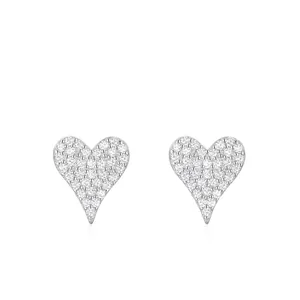 S925 Sterling Silver Romantic Heart Stud Earrings For Women Minimalist Sparkling Pavé Rhinestone Fashion Jewelry Silver Studs