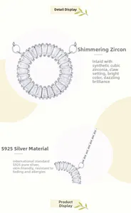 Close-up of S925 sterling silver daisy pendant with baguette-cut cubic zirconia stones
