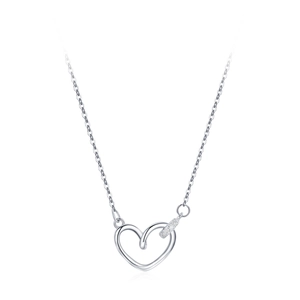 Collier minimaliste en argent S925 avec pendentif cœur ajouré et détails en zircone