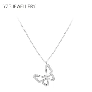 925 Sterlingsilber Schmetterling Anhänger Halskette Glänzende Zirkonia Venezianerkette Elegant Minimalistisch Schmuck Für Damen Geschenk