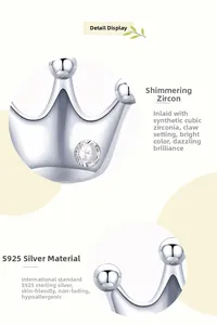 Macro detail of crown stud earring featuring S925 sterling silver and cubic zirconia