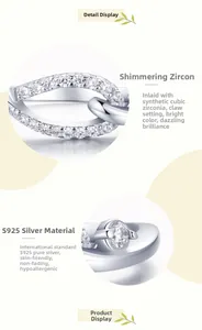 Macro detail of S925 sterling silver ring showing CZ zircon inlay and claw setting