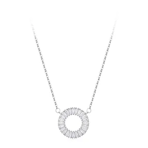 925 Sterling Silver Daisy Necklace For Women Minimalist Round Pendant With Zirconia Inlay Chic Clavicle Chain Jewelry