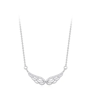 925 Sterlingsilber Engelsflügel Anhänger Halskette Für Damen Hohl Zirkonia Eingelegt Süß Schlüsselbein Kette Schmuck Geschenk