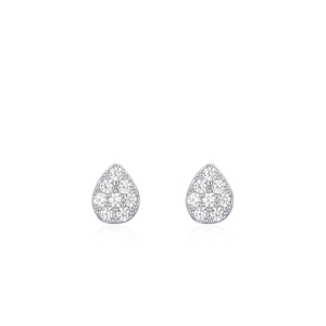 Elegant S925 sterling silver teardrop stud earrings with pavé white zircon stones
