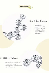 Detailed view of S925 sterling silver bubble earrings with claw-set cubic zirconia stones