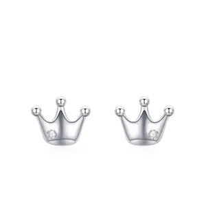 925 Sterling Silver Crown Stud Earrings For Women Niche Design Inlaid Zirconia Minimalist Hypoallergenic Korean Style Fine Jewelry Gift