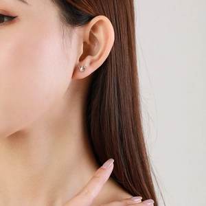 Elegant S925 sterling silver crown stud earrings with sparkling zircon for women