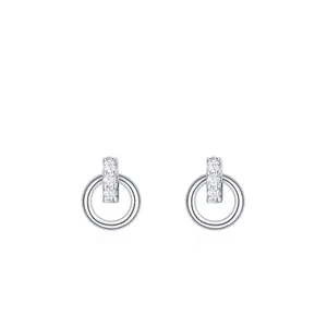S925 Sterling Silver Stud Earrings For Women Minimalist Micro Zirconia Inlaid Round Geometric Earrings Valentine's Day Gift Jewelry