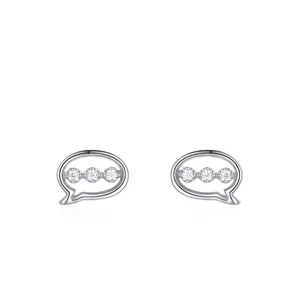 925 Sterling Silver Speech Bubble Stud Earrings Women Rhinestone Creative Icon Shape Aesthetics Commuter Fashion Jewelry