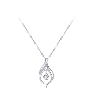 Elegant S925 silver water drop pendant necklace with a brilliant round floating stone