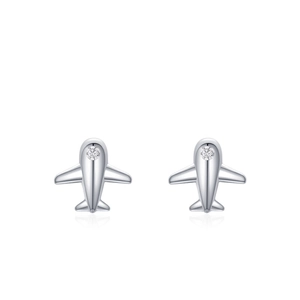 Boucles d'oreilles avion en argent sterling S925 avec pierre de zircone étincelante