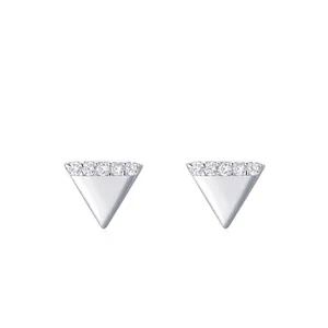 Orecchini a Bottone a Triangolo in Argento Sterling S925 per Donna Gioielli Geometrici con Zirconia Micro Intarsiata