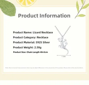 Détails du collier lézard en argent S925, poids 2,50g avec chaîne de 40+5cm