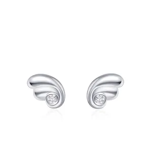 925 Sterling Silver Angel Wing Stud Earrings Minimalist Micro Inlaid Zirconia Wing Shaped Silver Earring For Women Jewelry Gift