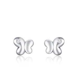 S925 Sterling Silver Butterfly Stud Earrings For Women Minimalist Zirconia Animal Shaped Hypoallergenic Fashion Jewelry Gift