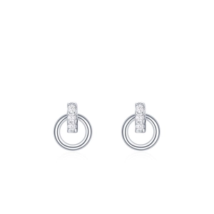Minimalist S925 sterling silver hoop earrings with vertical bars and micro-set cubic zirconia