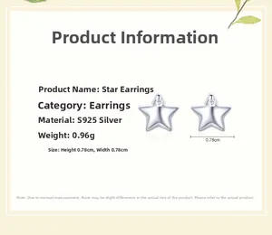 Detailed view of S925 sterling silver star stud earrings with pavé cubic zirconia