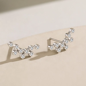 Elegant S925 sterling silver bubble stud earrings with shimmering cubic zirconia