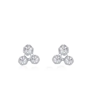 Orecchini a Bottone Geometrici in Argento Sterling 925 Minimalisti per Donna Piccoli Orecchini con Strass a Grappolo Gioielli di Moda