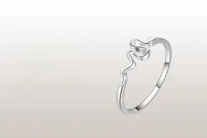Macro detail of polished s925 silver snake ring with elegant curved serpent design