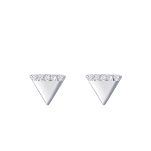Orecchini a lobo minimalisti in argento 925 a triangolo con zirconi incastonati per donna