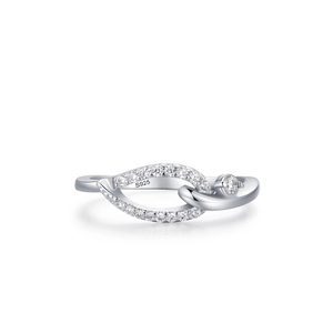 S925 sterling silver hollow leaf cross ring with micro-pave white zircon stones