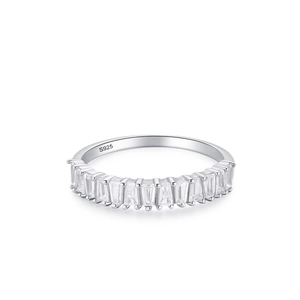 Elegant S925 sterling silver ring with square-cut cubic zirconia in a minimalist style