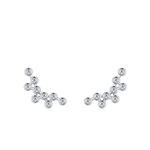 Elegant S925 sterling silver ear crawlers with sparkling round cubic zirconia stones