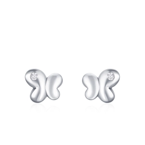 Minimalist S925 sterling silver butterfly stud earrings with sparkling cubic zirconia