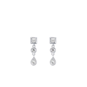 Boucles d'oreilles pendantes en argent S925 avec zircons carrés, ronds et en forme de goutte