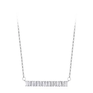 Collier Pendentif Barre en Argent Sterling 925 avec Zircone Cubique Baguette Bijoux Géométriques pour Femmes