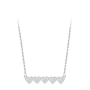 Collier Pendentif 5 Coeurs Reliés en Argent Sterling 925 pour Femmes Minimaliste Incrusté de Zirconia Bijoux Cadeau