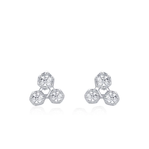 Orecchini a lobo in argento S925 con grappolo di cristalli geometrici scintillanti