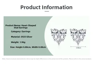 Close-up of S925 sterling silver heart earrings with sparkling cubic zirconia pavé