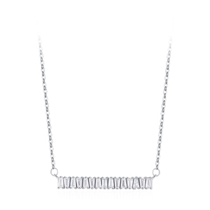 Collier minimaliste en argent sterling S925 avec pendentif barre horizontale en zircons