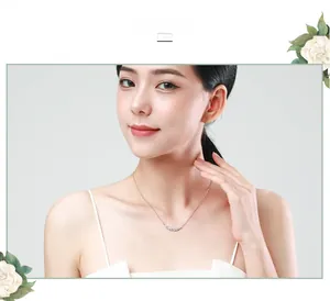 Model wearing a delicate s925 silver necklace and earring set with white zircons