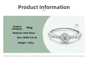 Detailed technical specifications of S925 sterling silver ring with cubic zirconia stones