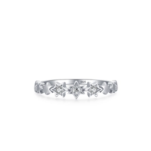 Elegant S925 sterling silver star ring with micro-pave zirconia for women