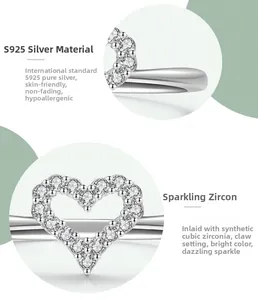 Macro detail of S925 sterling silver ring with cubic zirconia in prong setting