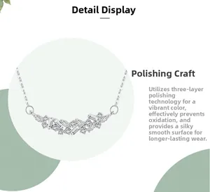 Detail of S925 silver necklace showing triple-layer polished finish and zircon cluster