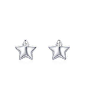 Minimalist S925 sterling silver star stud earrings with tiny pavé zircon stones