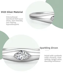 Dettagli macro dell'anello in argento 925 con pietre di zircone cubico incastonate
