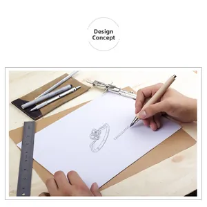 Original design sketch of the s925 silver four-leaf petal ring with diamond inlay