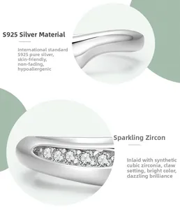 Macro detail of S925 sterling silver ring band and cubic zirconia claw setting