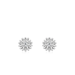 Minimalistische s925 Sterling Silber Gänseblümchen Ohrstecker mit funkelndem Zirkonia